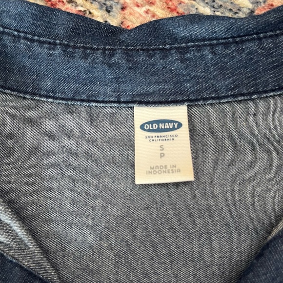 Navy blue long sleeve jean pattern dress - Picture 6 of 10